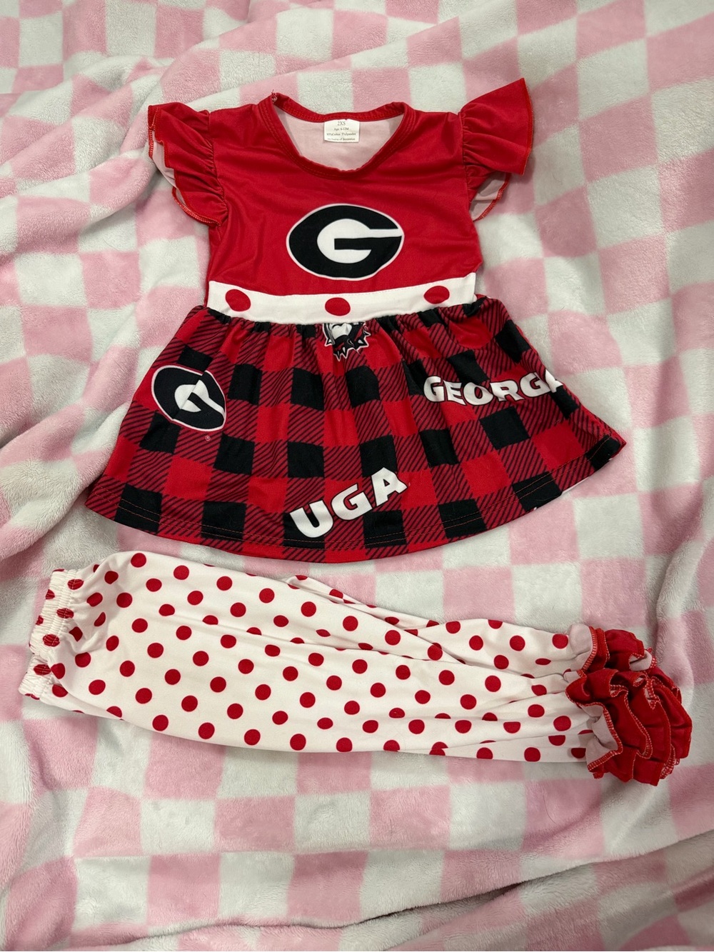 Georgia Bulldogs Toddler Girls Red Plaid Matching Set